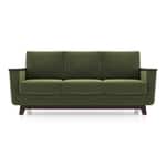 Modern 3 Seater Sofa | Mid-Century Upholstered Sofa with Wooden Arms- Shivora Crafts