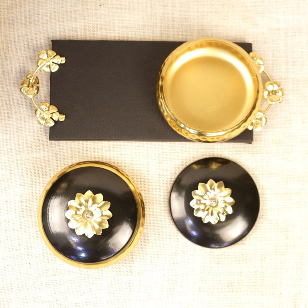 Black Tray Set – Handcrafted Decorative Serving Set