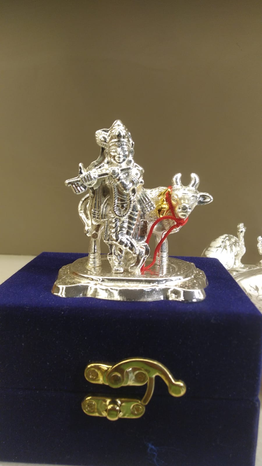 Cow Krishna Figurine with Box – Handcrafted Decorative Idol