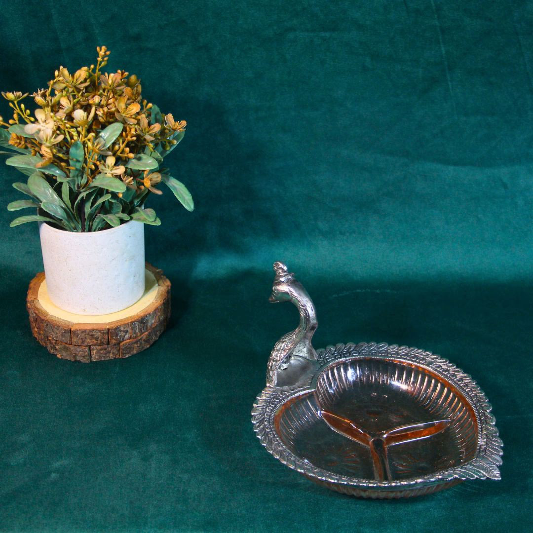 Paan Tray with Peacock Design — Handcrafted Decorative Serving Plate