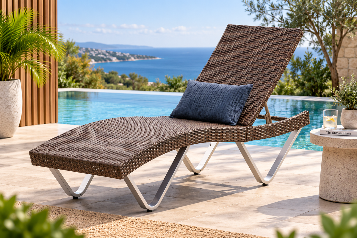 Outdoor Chaise Lounge Chair | Adjustable Reclining Poolside Sun Lounger