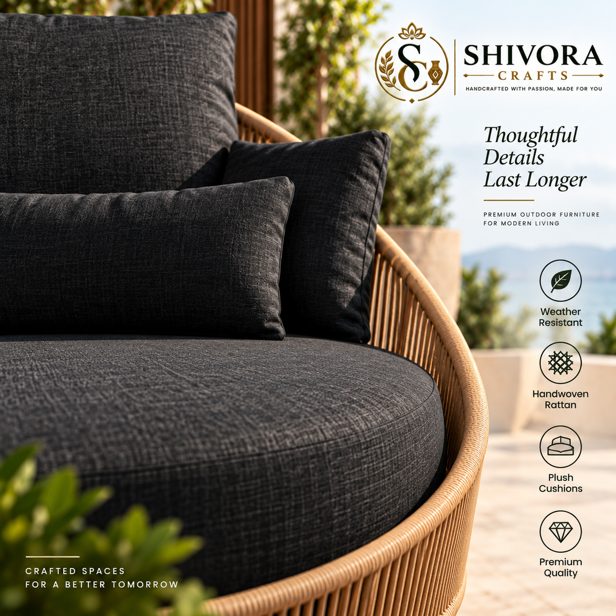 Outdoor Circular Lounge Sofa – Woven Patio Daybed Seating