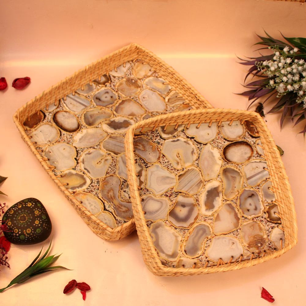 Handcrafted Printed Wooden Serving Tray – Decorative Multipurpose Serving Tray