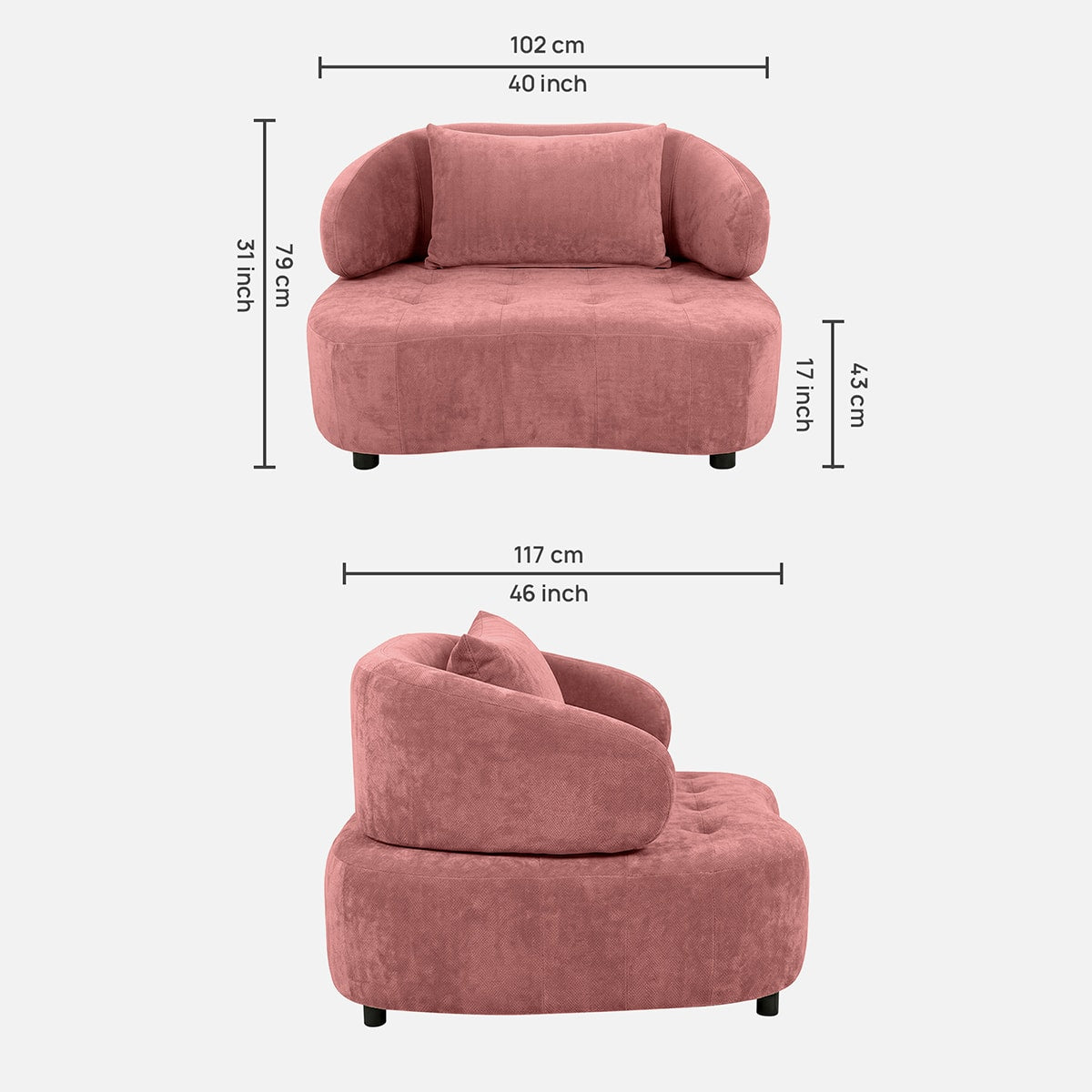 Modern Plush Tufted Chaise Lounge Sofa