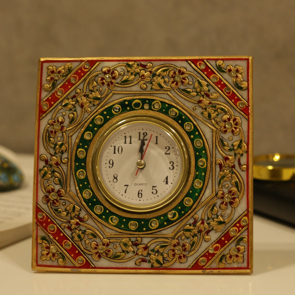 Marble Square Table Clock