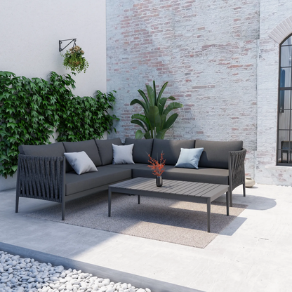 Outdoor Patio Sectional Sofa Set | L-Shaped Sofa with Coffee Table