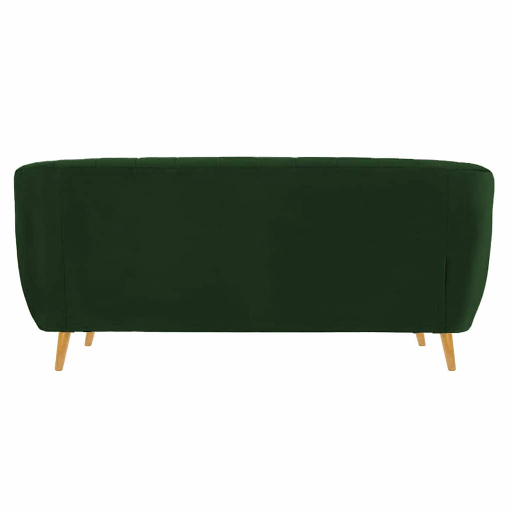 Modern 3-Seater Green Channel Tufted Upholstered Sofa with Wooden Legs -Shivora Crafts