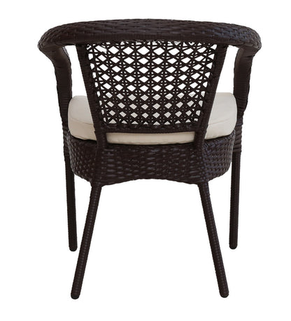 5-Piece Woven Patio Dining Set with 4 Armchairs & Glass-Top Table