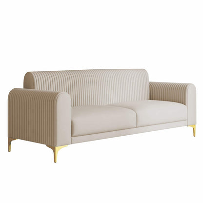Modern 3-Seater Sofa with Channel-Tufted Back & Metal Legs