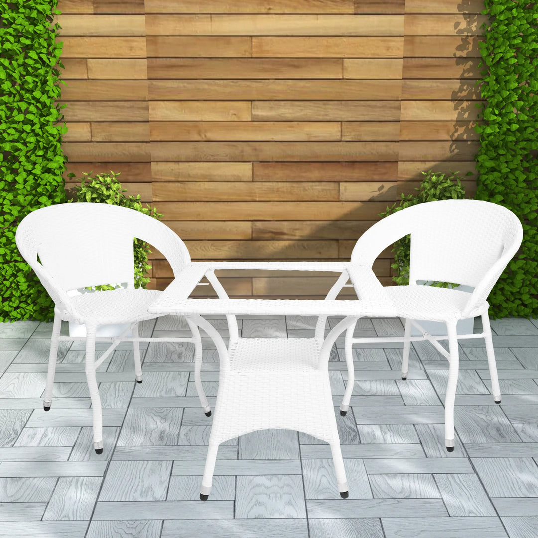 Outdoor Patio Seating Set – 2 Chairs & 1 Round Table