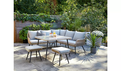 Outdoor Patio Conversation Set | Sectional Sofa, Coffee Table & Ottomans