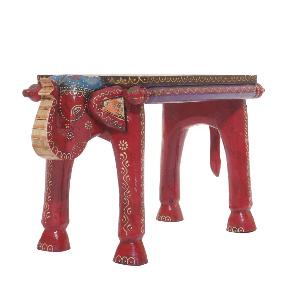 WOODEN ELEPHANT COLORFUL BENCH