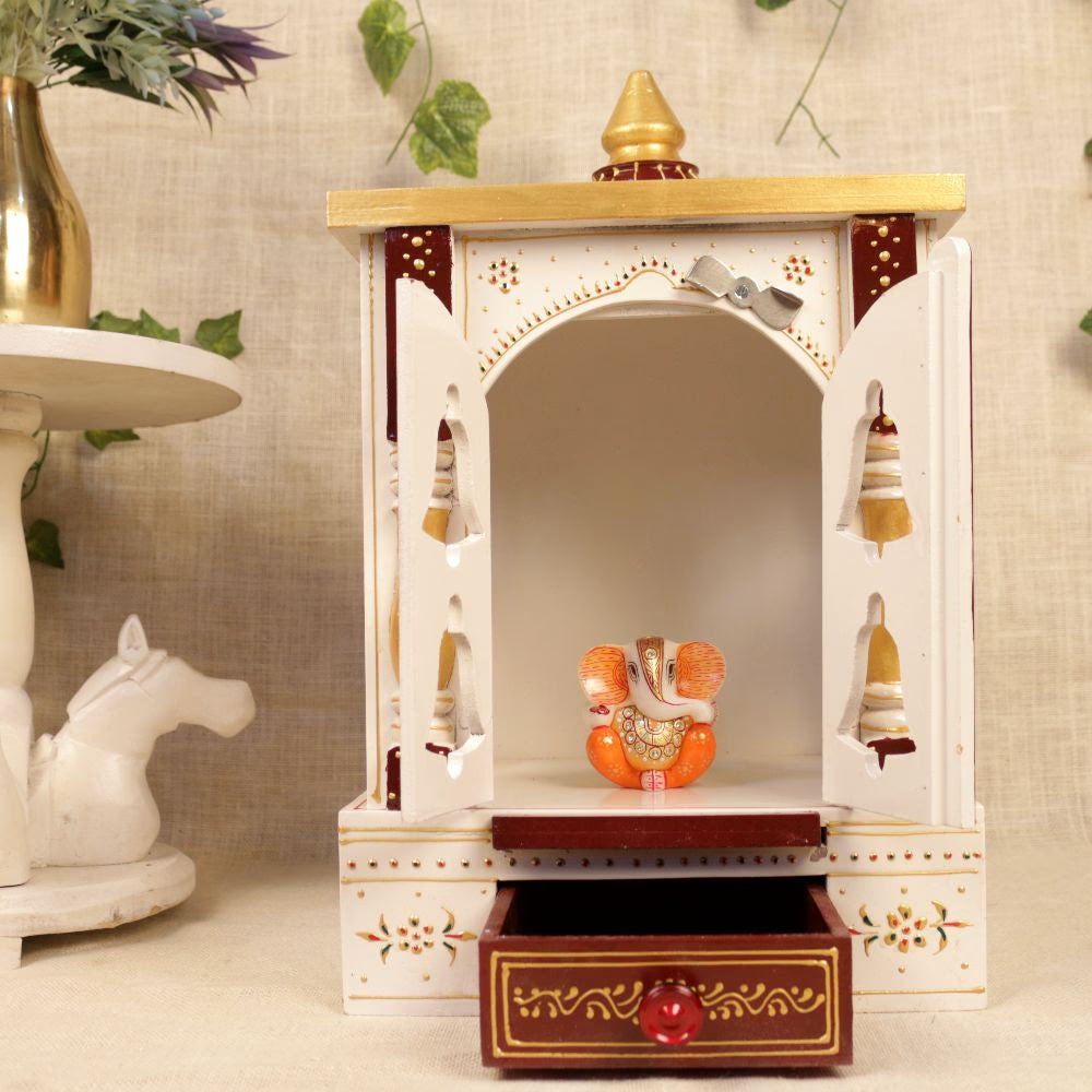 MANDIR DOOR GANTI WALA WHITE COLOUR 9X12X15