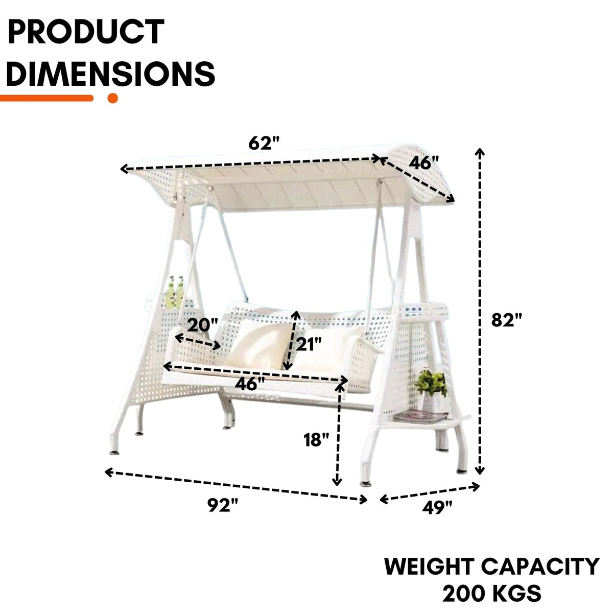 Outdoor Patio Swing with Canopy & Cushioned Seat