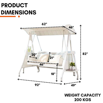 Outdoor Patio Swing with Canopy & Cushioned Seat