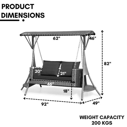 Outdoor Patio Swing with Canopy | Woven 2-Seater Porch Swing