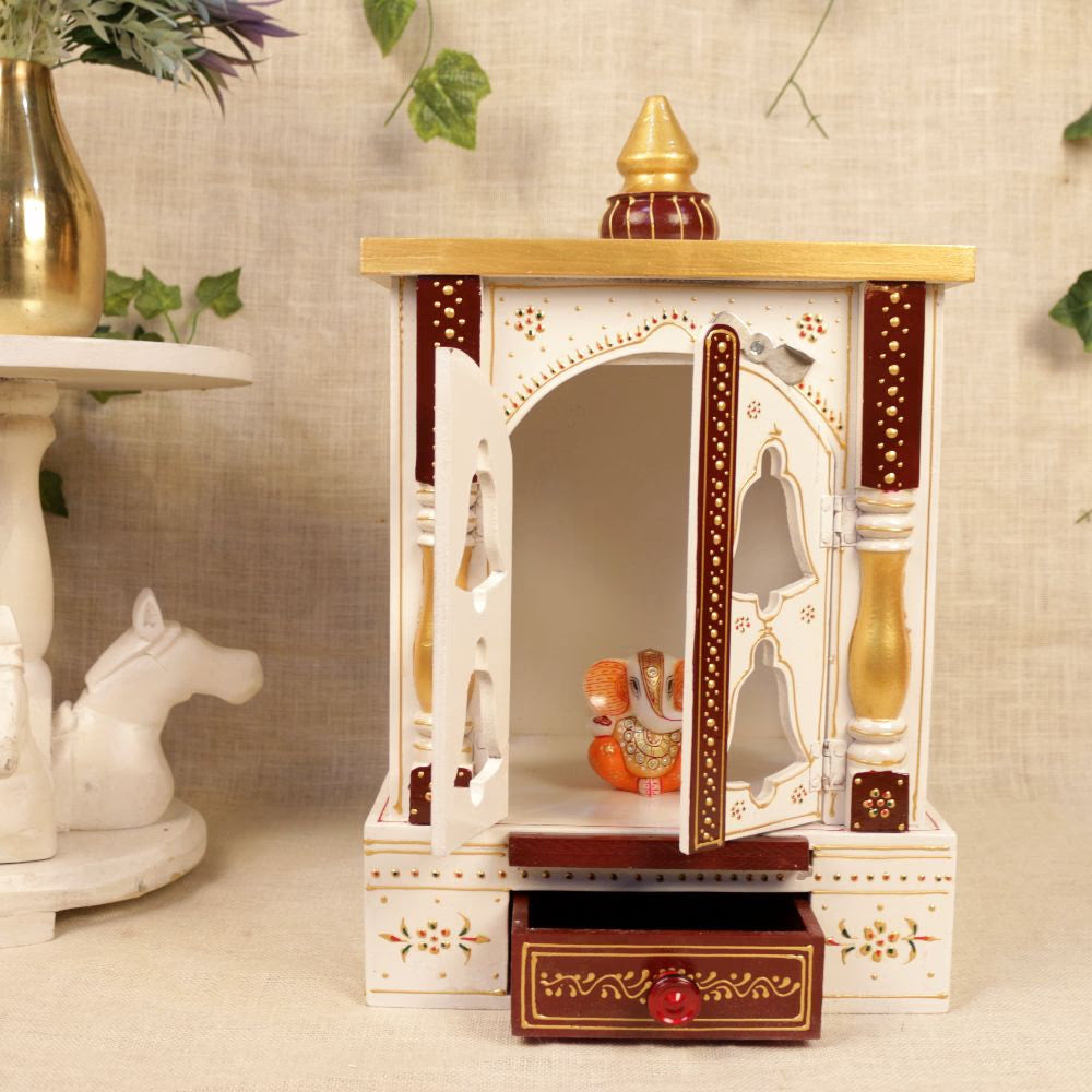 MANDIR DOOR GANTI WALA WHITE COLOUR 9X12X15