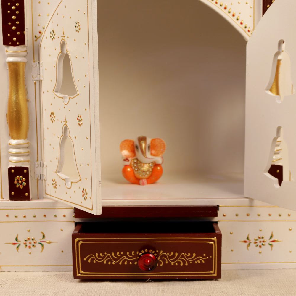 MANDIR DOOR GANTI WALA WHITE COLOUR 9X18X18