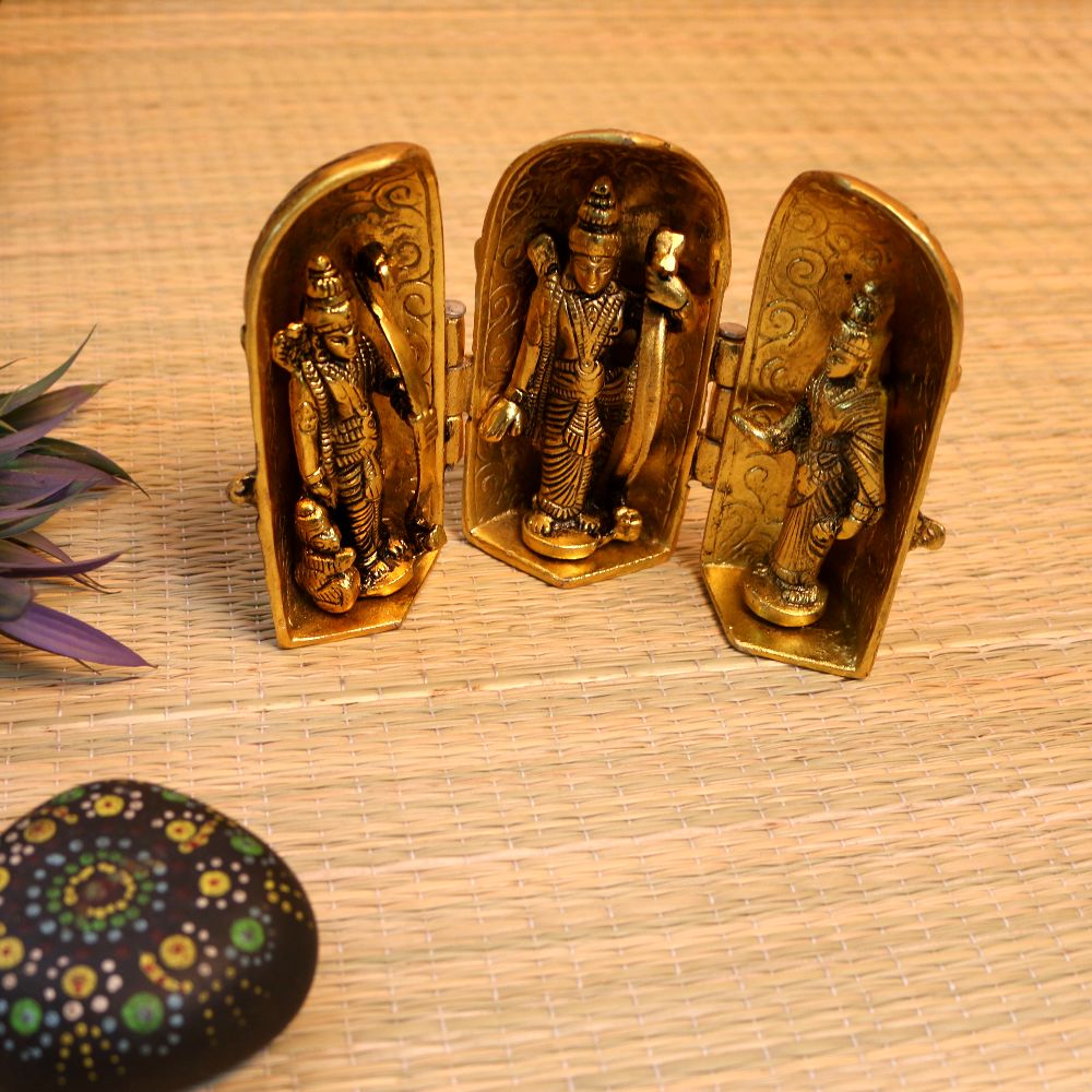 Handcrafted Metal Open to Close Ram Darbar – Foldable Divine Wall & Table Décor for Home Temple