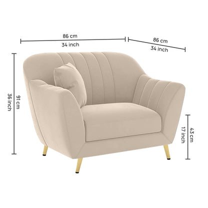 Modern Upholstered Accent Chair with Channel Tufted Back & Curved Arms
