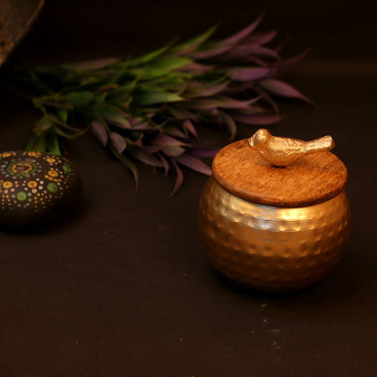 Handcrafted Iron Matki with Bird Cap – Decorative Metal Accent for Home Décor & Gifting