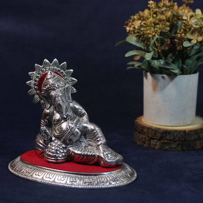 Metal Lete Ganesh — Handcrafted Reclining Ganesha Figurine