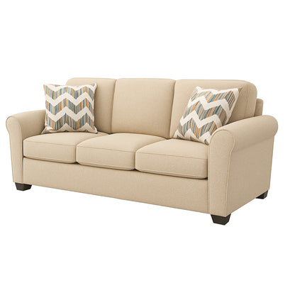 Classic 3-Seater Fabric Sofa with Cushioned Back & Rolled Arms