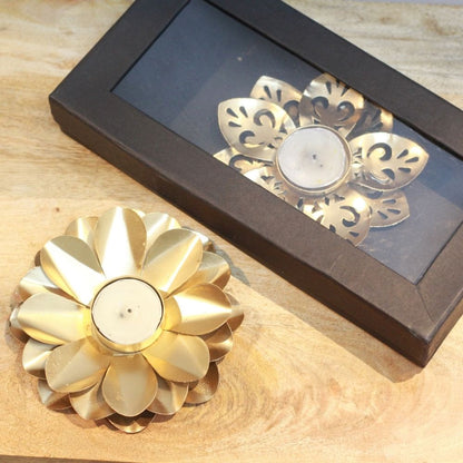 Iron Flower T-Light Holder Set of 2 With Gift Box