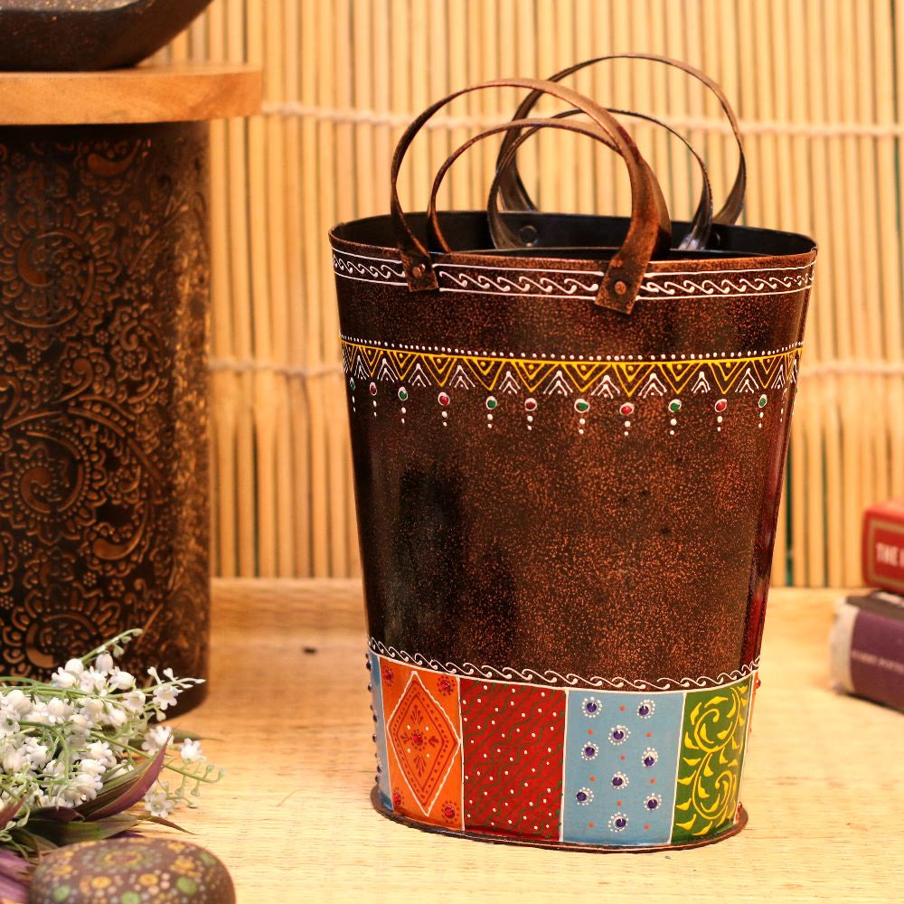 Iron Printed Oval Planter Set