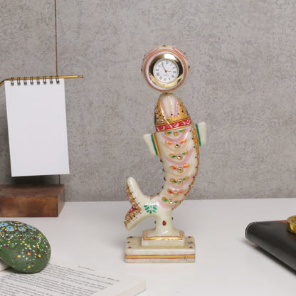 Marble Fish Table Clock