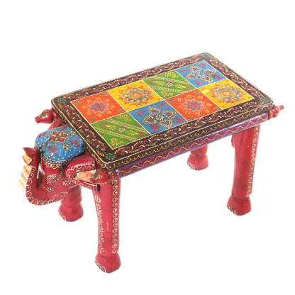 WOODEN ELEPHANT COLORFUL BENCH