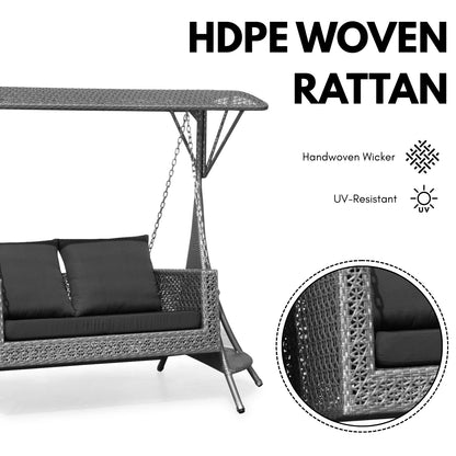 Outdoor Patio Swing with Canopy | Woven 2-Seater Porch Swing