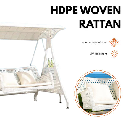 Outdoor Patio Swing with Canopy & Cushioned Seat