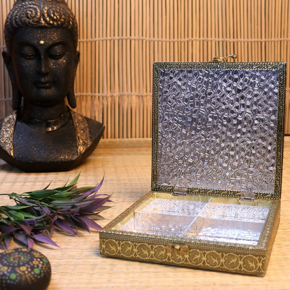 Wooden Bird Dry Fruit Box | 8×8 inches | Handcrafted Indian Gifting