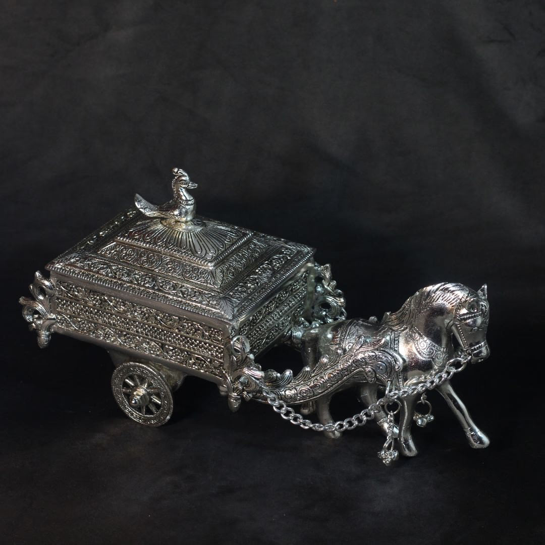 Metal Horse Cart — Handcrafted Decorative Showpiece