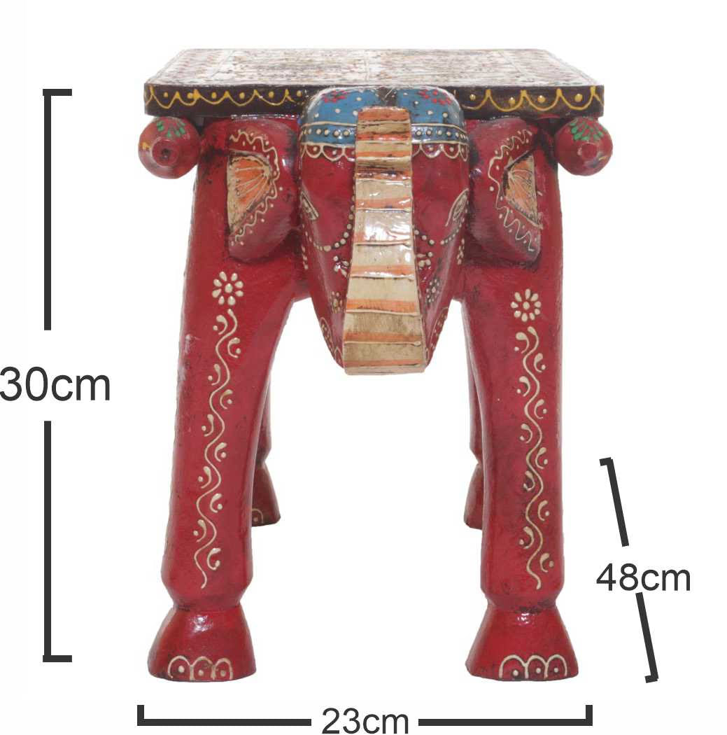 WOODEN ELEPHANT COLORFUL BENCH