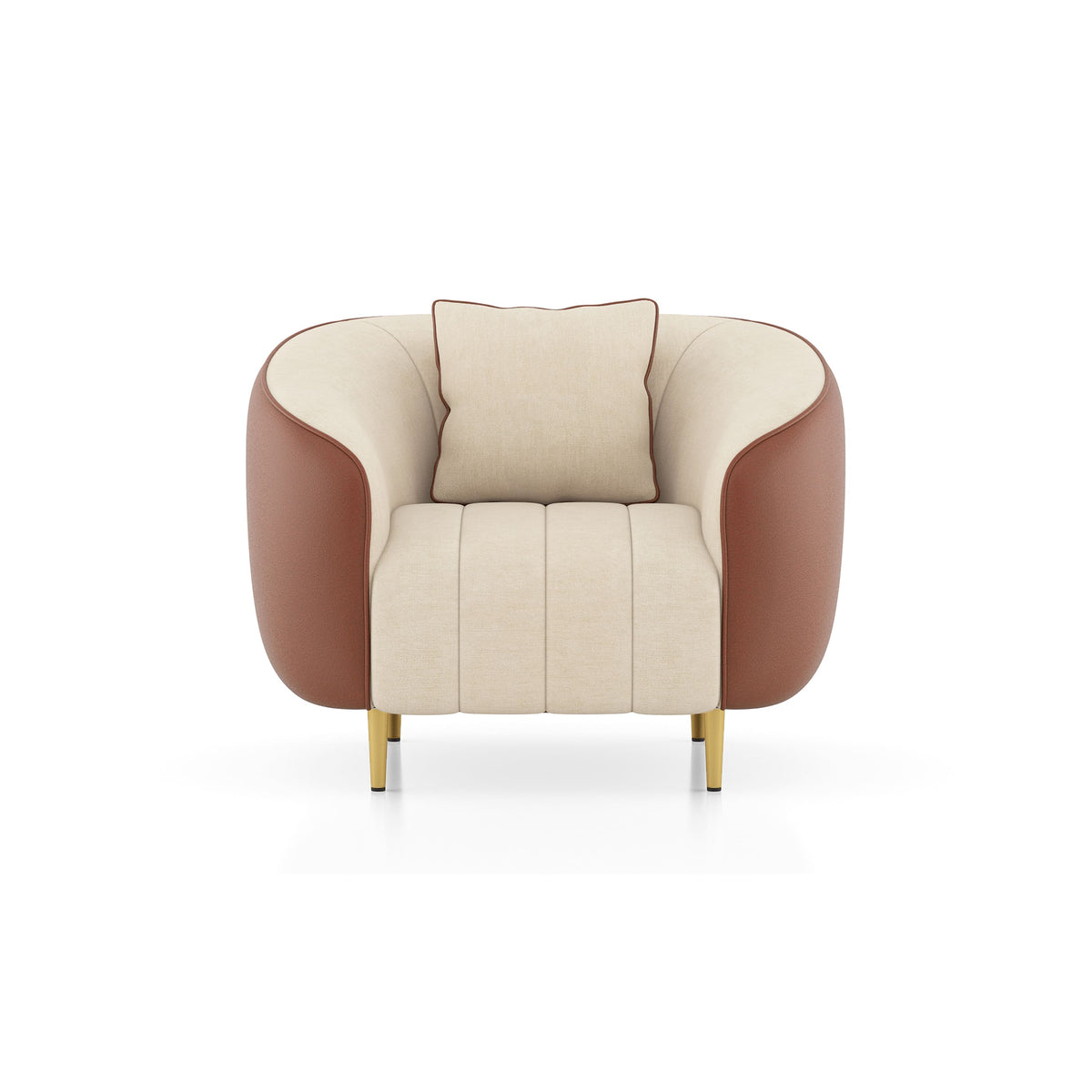 Modern Channel Tufted Accent Chair with Curved Quilted Arms - Shivora Crafts