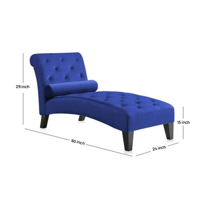 Tufted Chaise Lounge Chair with Bolster Pillow & Padded Seat