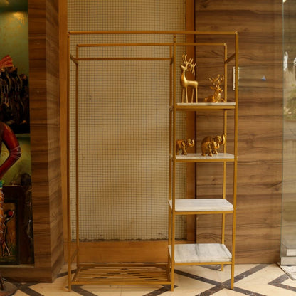 METAL RACK WITH BASKET AND MARBLE TOP