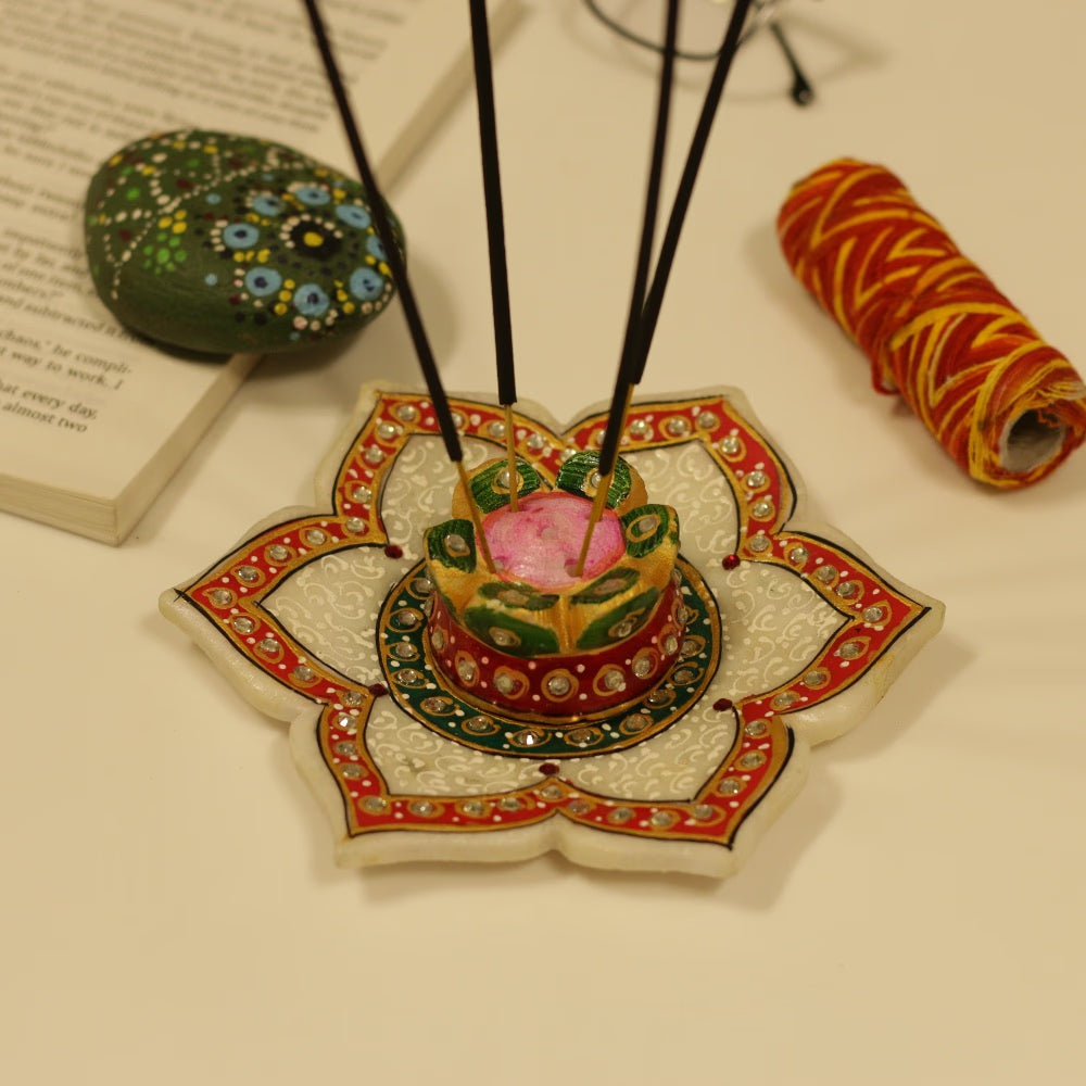 Marble Lotus Agarbatti Stand