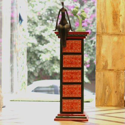Handcrafted Wooden Pillar (Big) – Traditional Decorative Wooden Pedestal Stand for Home & Office Décor