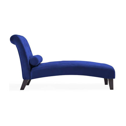 Tufted Chaise Lounge Chair with Bolster Pillow & Padded Seat