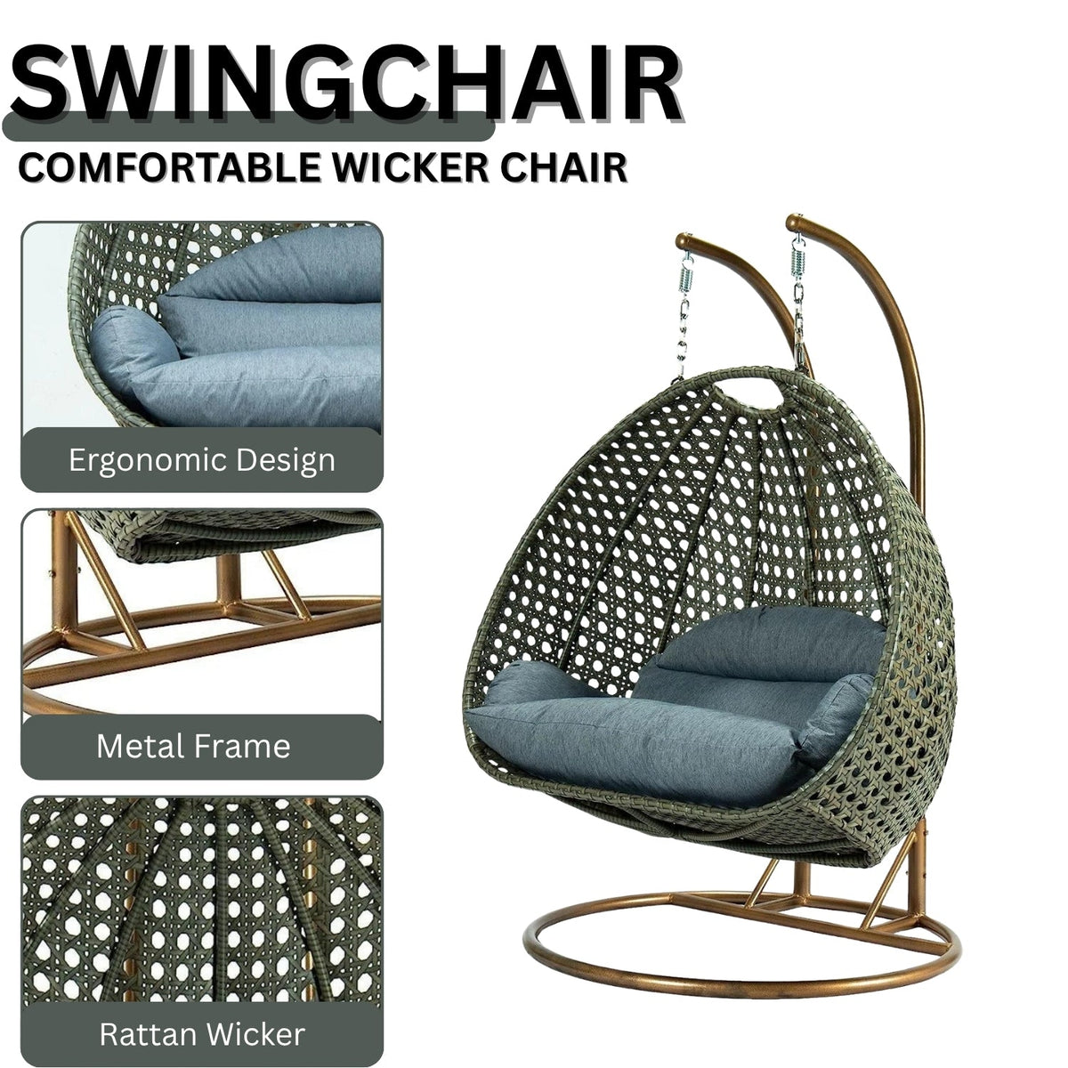 Outdoor Hanging Egg Chair with Stand | Woven Cocoon Lounge Chair