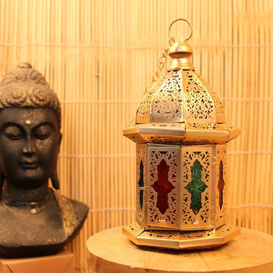 Handcrafted Moroccan Lantern – Vintage Metal Candle Lantern for Home & Festive Décor