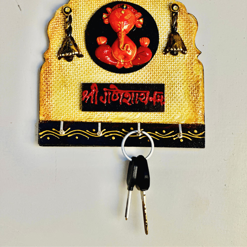 Kundan Ganesh Key Holder — Handcrafted Decorative Key Stand