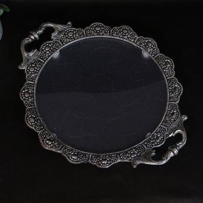Metal Round Tray (Fibre) — Handcrafted Decorative Serving Tray