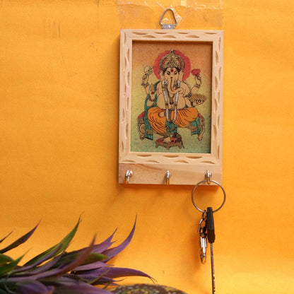 WOODEN GEMSTONE KEY HOLDER 3 HOOK