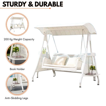 Outdoor Patio Swing with Canopy & Cushioned Seat