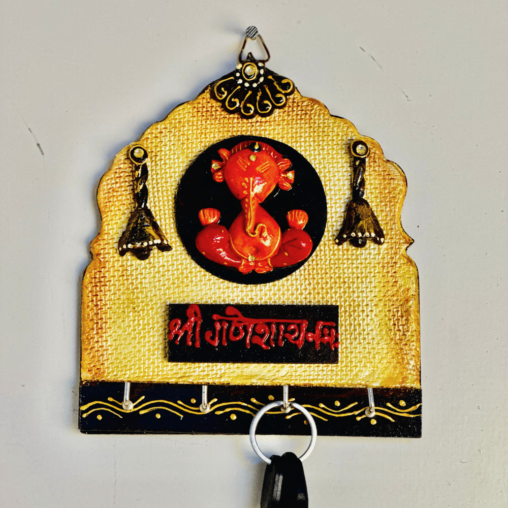 Kundan Ganesh Key Holder — Handcrafted Decorative Key Stand