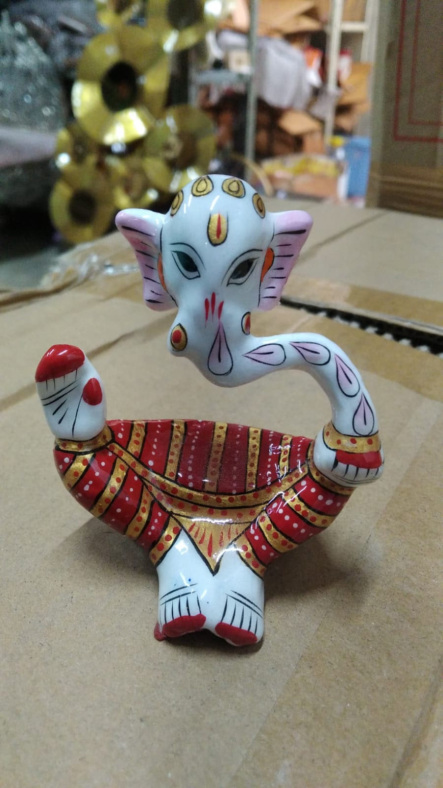 Metal Hawa Ganesh Figurine 3" — Handcrafted Flying Ganesha Showpiece